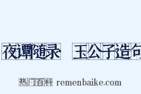 夜谭随录·玉公子造句是什么意思的图片